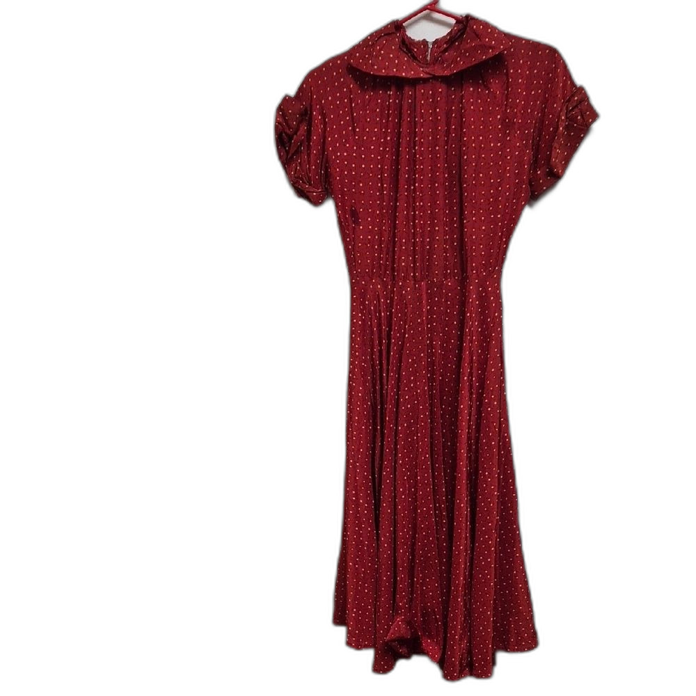 Red Midi Dress Size S - A-Line Wedding Guest & Cocktail Party Dress